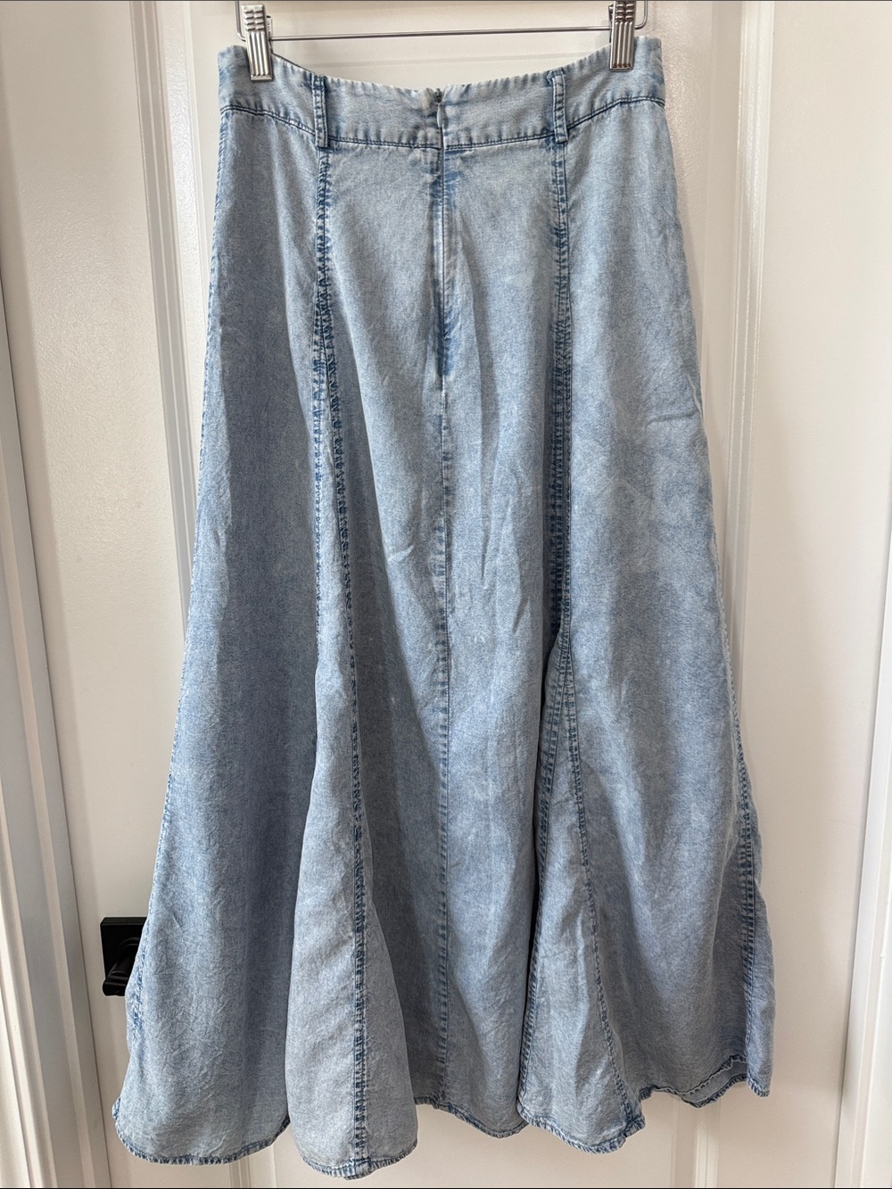 Mustard Seed Light Wash Denim A-Line Maxi Skirt - Picture 2 of 4